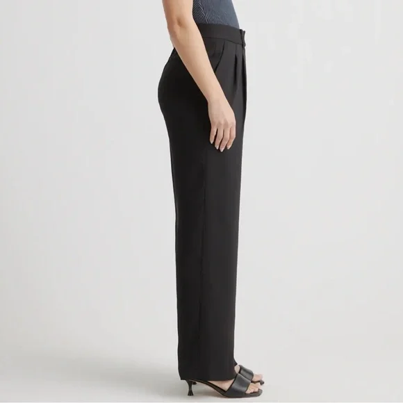 Quince Stretch Crepe Pleated Wide Leg Pants Elastic Career Trouser Work Pants 2 - Picture 3 of 16